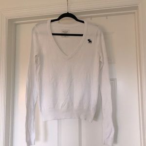 Abercrombie White V-neck Sweater
